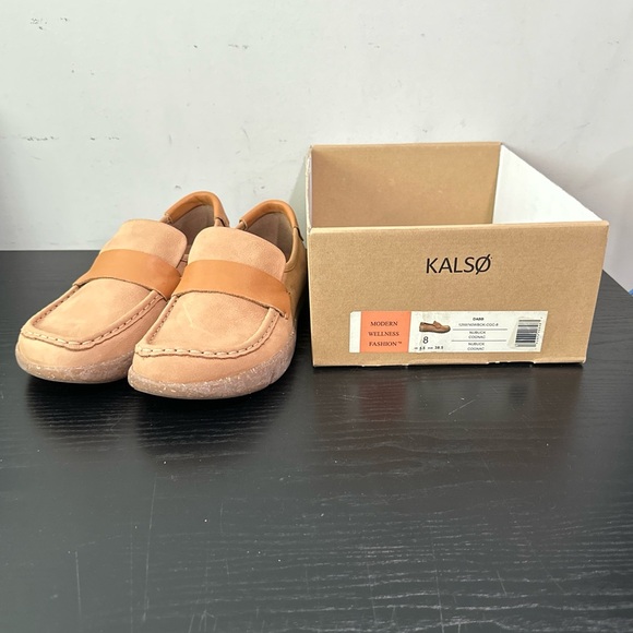 Kalso Earth Shoe DABB Size 8 Negative Heel Women Cognac Nubuck Loafer - Picture 9 of 10